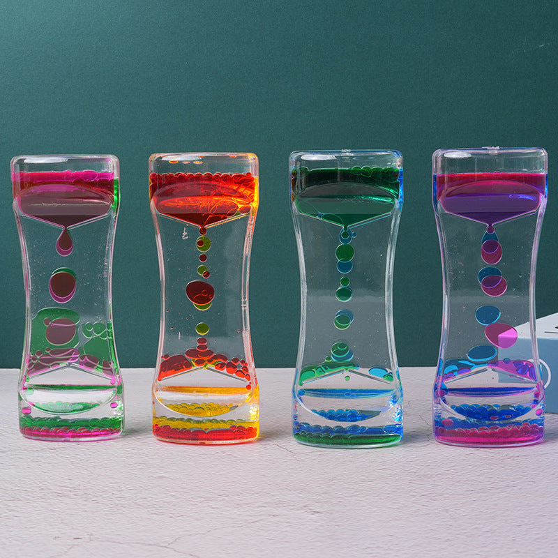 Retro Dual Color Liquid Acrylic Hourglass Timer Decor