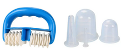 Roller massager with cupping devices