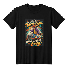 Men's Black "Teen-Ager in Well-Worn Body" Tee/ Front Print