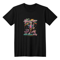 Woman's Black "Teen-ager in a Well-worn Body" T-shirt