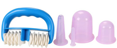 Roller massager with cupping devices