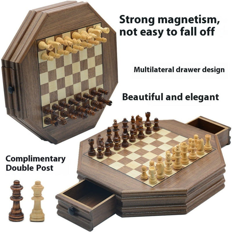 Octagonal Magnetic Wooden Chess Game